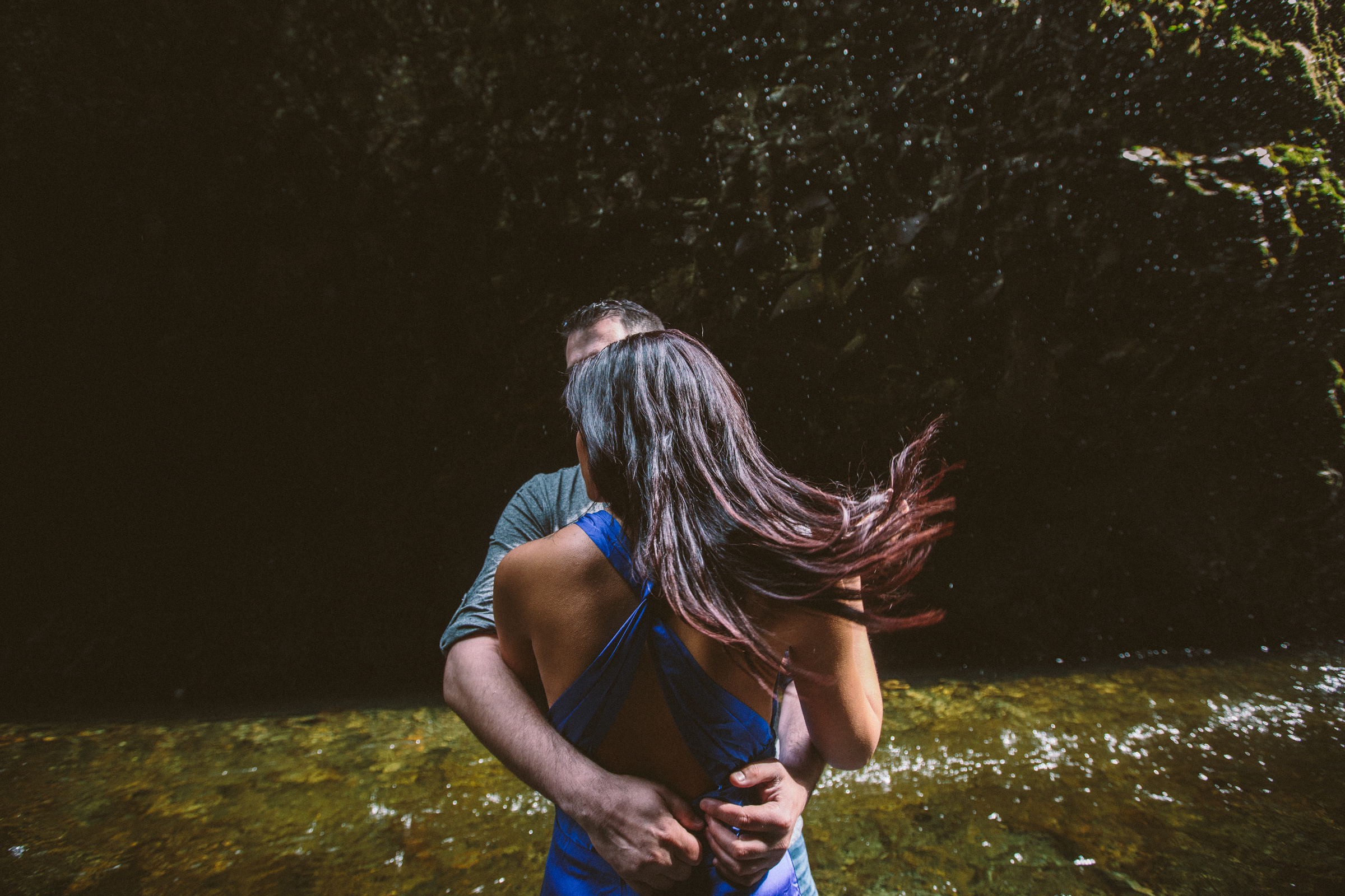 Oneonta Gorge Engagement - waterfall - Portland, OR